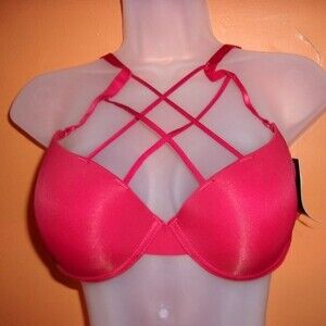 Youmita Garnet Plunge Cage Front Push Up 34B Bra NWT